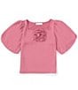 Color:Pink - Image 1 - Big Girls 7-16 Short Sleeve Rosette Knit Top
