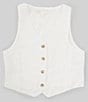 Color:White - Image 1 - Big Girls 7-16 Sleeveless Linen Vest