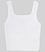Color:White - Image 1 - Big Girls 7-16 Sleeveless Square Neck Rib Tank Top