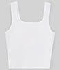 Color:White - Image 2 - Big Girls 7-16 Sleeveless Square Neck Rib Tank Top