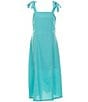 Color:Aqua - Image 1 - Big Girls 7-16 Sleeveless Tie Strap Dress