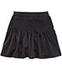 Color:Black - Image 1 - Big Girls 7-16 Smocked Waist Mini Skirt