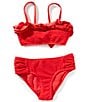 GB Big Girls 7-16 Solid Bandeau Bralette Two-Piece Swimsuit, Color:Red Pop - Image 1