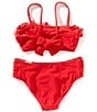 GB Big Girls 7-16 Solid Bandeau Bralette Two-Piece Swimsuit, Color:Red Pop - Image 2