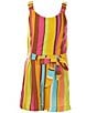 Color:Multi - Image 1 - Big Girls 7-16 Striped Sleeveless Bungee Strap Romper