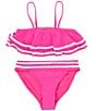 Color:Party Favor - Image 1 - Big Girls 7-16 Tiered Rick Rack Flounce Bralette Two-Piece Swimsuit