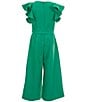 GB Big Girls Tie Front Tiered Ruffle Sleeve Jumpsuit, Color:Emerald Green - Image 2