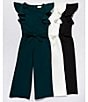 Color:Black - Image 3 - Big Girls 7-16 Tiered Ruffle Sleeve Jumpsuit
