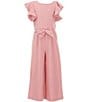 GB Big Girls Tie Front Tiered Ruffle Sleeve Jumpsuit - Image 1