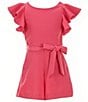 Color:Hot Pink - Image 1 - Big Girls 7-16 Tiered Ruffle Sleeve Romper