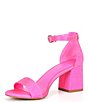 Color:Inferno Pink - Image 4 - Bling-Out Rhinestone Embellished Family Matching Ankle Strap Block Heel Sandals