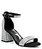 Color:Black - Image 1 - Bling-Out Rhinestone Embellished Family Matching Ankle Strap Block Heel Sandals
