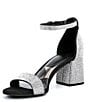Color:Black - Image 4 - Bling-Out Rhinestone Embellished Family Matching Ankle Strap Block Heel Sandals