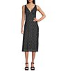 GB Bow Detail Mesh Tie Back Polka Dotted Midi Dress, Color:Black White - Image 1
