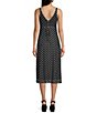 GB Bow Detail Mesh Tie Back Polka Dotted Midi Dress, Color:Black White - Image 2