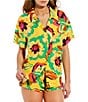 Color:Yellow - Image 1 - Bright Bloom Button Up Shirt Swimsuit Cover Up
