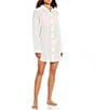 Color:White - Image 1 - Button Front Long Sleeve Shirt Dress Cover-Up