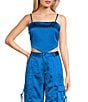 Color:Blue - Image 1 - Coordinating Charmeuse Scarf Tank Top