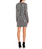 Color:White/Black - Image 2 - Checkerboard Sequin Fitted Mini Dress