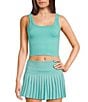 GB Chevron Ribbed Knit Cropped Tank Top, Color:Aqua Sky - Image 1