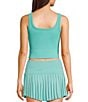 GB Chevron Ribbed Knit Cropped Tank Top, Color:Aqua Sky - Image 2