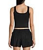 GB Chevron Ribbed Knit Cropped Tank Top, Color:Black - Image 2