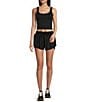 GB Chevron Ribbed Knit Cropped Tank Top, Color:Black - Image 3