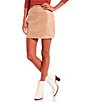 Color:235 Taupe - Image 1 - Coated Denim High Rise Mini Skirt