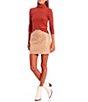 Color:235 Taupe - Image 3 - Coated Denim High Rise Mini Skirt