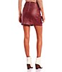 Color:Burgundy - Image 2 - Coated Denim High Rise Mini Skirt
