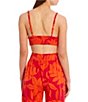 Color:Ruby Orange - Image 2 - Coordinating Floral Print Woven Smocked Bra Top