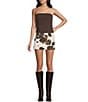 GB Cow Print Mini Skirt, Color:Ivory Brown - Image 3