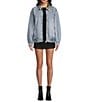 GB Cow Trim Zip Front Denim Jacket - Image 3