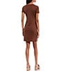 Color:Brown - Image 2 - Cut Out Short Sleeve Ribbed Knit Dress