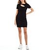 Color:Black - Image 1 - Cut Out Short Sleeve Ribbed Knit Dress