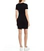 Color:Black - Image 2 - Cut Out Short Sleeve Ribbed Knit Dress