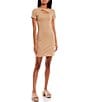 Color:Taupe - Image 1 - Cut Out Short Sleeve Ribbed Knit Dress