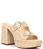 Color:Natural - Image 1 - Deja-Vu Raffia Rhinestone Buckle Platform Sandals