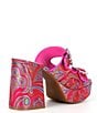 Color:Red Zinnia - Image 2 - Deja-Vu Satin Jacquard Paisley Platform Sandals