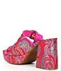 Color:Red Zinnia - Image 3 - Deja-Vu Satin Jacquard Paisley Platform Sandals