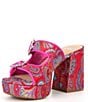 Color:Red Zinnia - Image 4 - Deja-Vu Satin Jacquard Paisley Platform Sandals