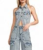 GB Denim Halter Vest - Image 1