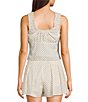 GB Dotted Linen Blend Square Neck Sleeveless Button Front Coordinating Tank - Image 2
