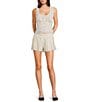 GB Dotted Linen Blend Square Neck Sleeveless Button Front Coordinating Tank - Image 3