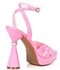 Color:Party Pink - Image 2 - Dream-Land Rhinestone Heel Charm Satin Dress Sandals