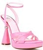 Color:Party Pink - Image 1 - Dream-Land Rhinestone Heel Charm Satin Dress Sandals