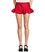 GB Drop Waist Ruffle Hem Mini Skirt, Color:Scarlet - Image 1