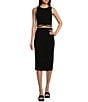 Color:Black - Image 3 - Fitted Sweater Ribbed Knit Coordinating Skirt