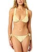 GB Floraflage Printed Scrunchie Textured Wide Strap Triangle Swim Top & Tie Side Hipster Swim Bottom - Image 1