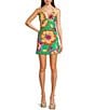 GB Floral Linen Halter Dress, Color:Green Combo - Image 1